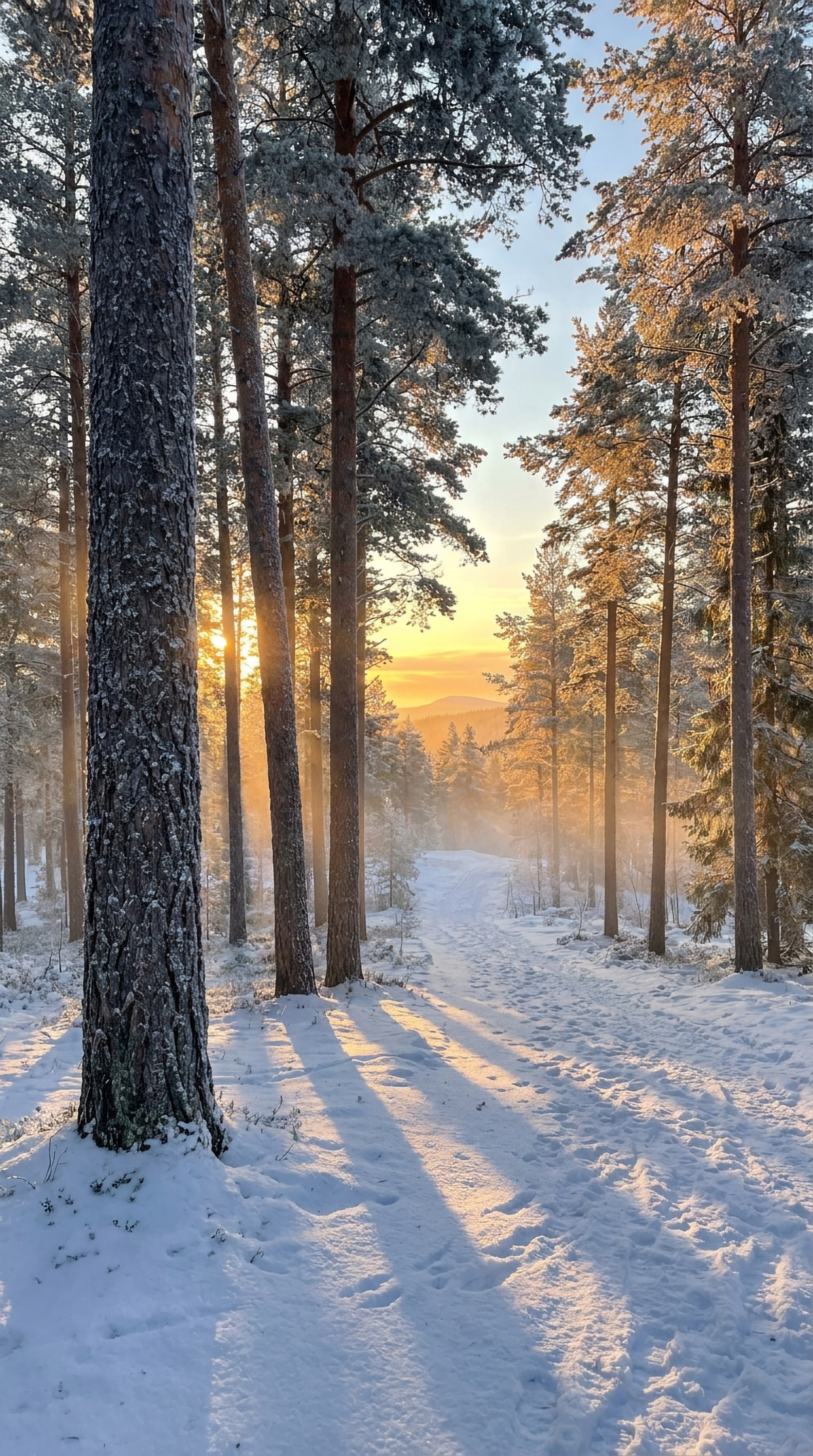 Snow Forest Dawn free mobile wallpaper
